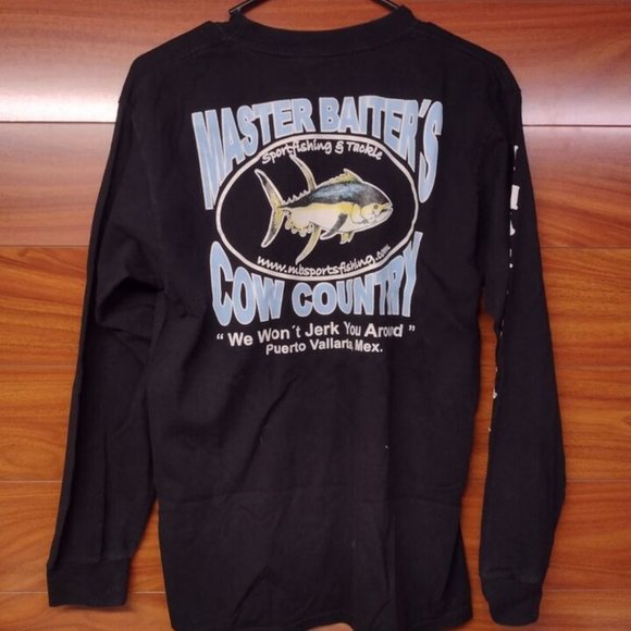 Vintage Master Baiters Sportfishing & Tackle Cow Country Long Sleeve T Shirt SzM - Picture 5 of 8